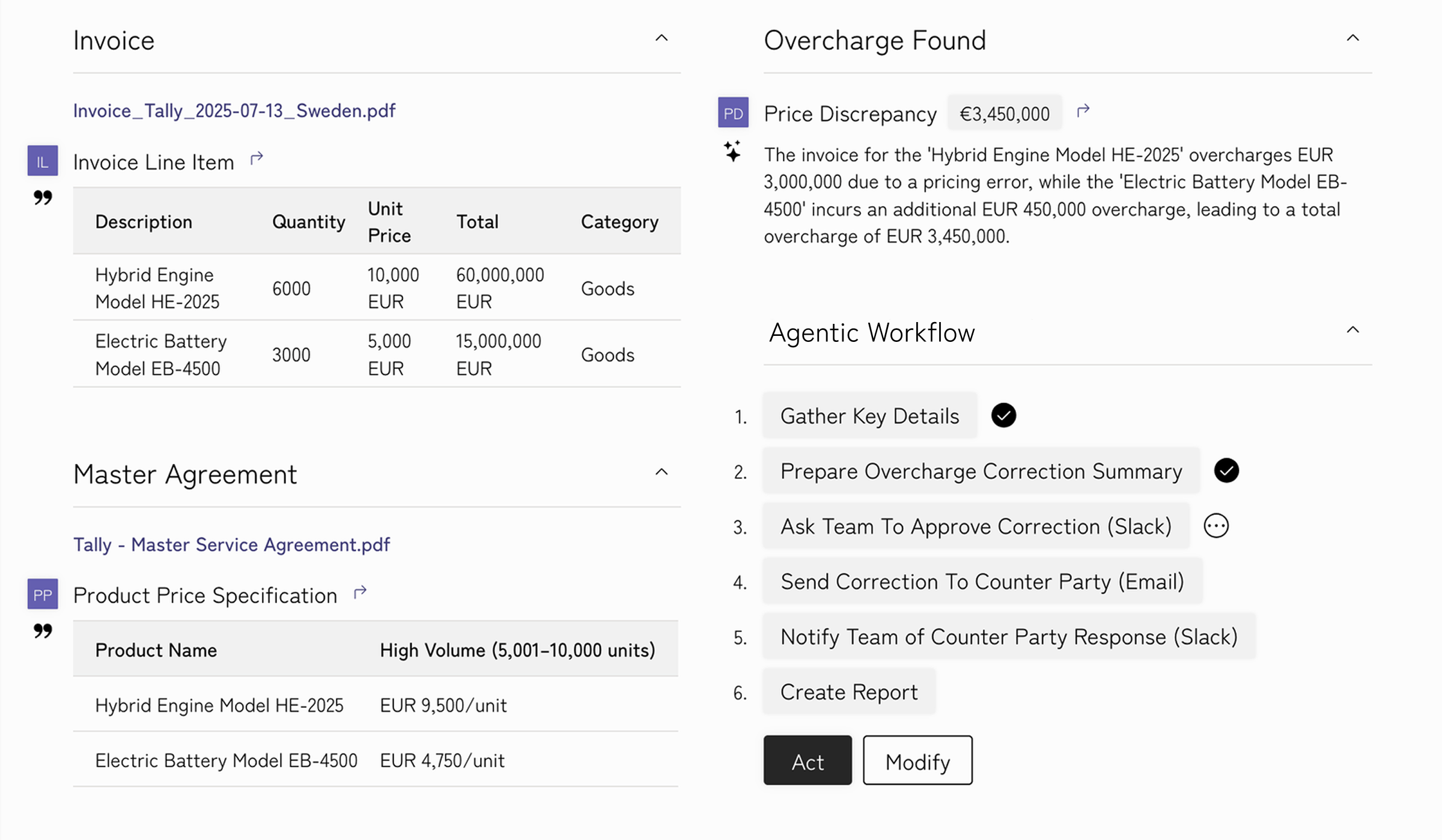 Floada platform — invoice analysis, overcharge detection, and agentic workflows